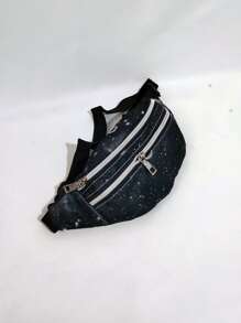 隨機銀河圖案腰包拉鍊適合日常生活