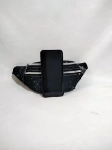 隨機銀河圖案腰包拉鍊適合日常生活