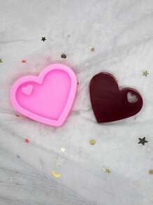 1pc Silicone Cookie Mold, Modernist Heart Shape Cookie Cutter For Craft - Pink - View 1