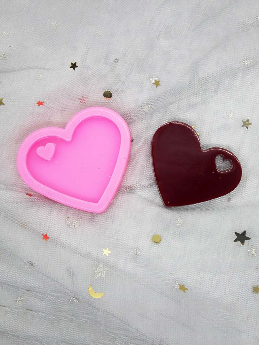 1pc Silicone Cookie Mold, Modernist Heart Shape Cookie Cutter For Craft - Pink - View 1