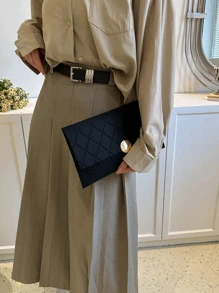 Stitch Detail Envelope Bag Black For Daily Life - Black - View 4