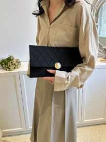 Stitch Detail Envelope Bag Black For Daily Life - Black - View 5