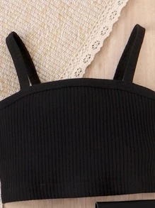 SHEIN 少女cami背心上衣&蓋子細節長褲&腰袋 - 彩色 - 查看 6