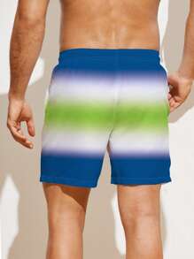 Manfinity Hombres Shorts de natación de ombré de cintura con cordón - Multicolor - Ver 2