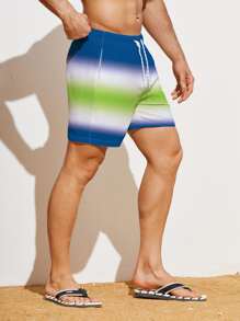 Manfinity Hombres Shorts de natación de ombré de cintura con cordón - Multicolor - Ver 4