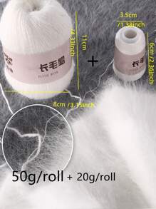 2入組裝50+20克/套編織毛綫 - 白色 - 查看 2