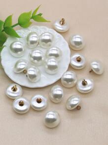 20pcs/set Faux Pearl Decor Button, Simple ABS Geometric Shaped Sewing Button For DIY - White - View 7