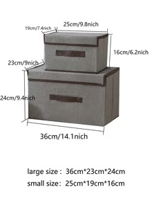 2pcs Grey Polyester Foldable Storage Bag, Plain Clothes Organizer Bag For Household - Grey - View 2