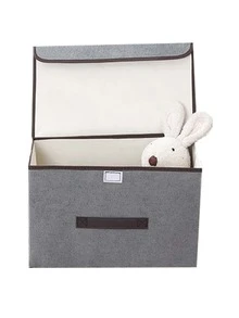 2pcs Grey Polyester Foldable Storage Bag, Plain Clothes Organizer Bag For Household - Grey - View 4