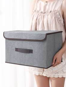 2pcs Grey Polyester Foldable Storage Bag, Plain Clothes Organizer Bag For Household - Grey - View 6
