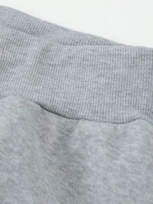 Aesthetic Post Men Letter Graphic Slant Pocket Joggers - Grey - View 3