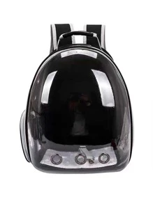 1pc Clear Pet Carrier Bag For Cat For Outdoor - Black - View 4