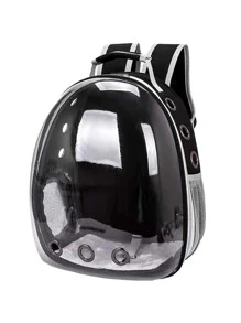 1pc Clear Pet Carrier Bag For Cat For Outdoor - Black - View 5