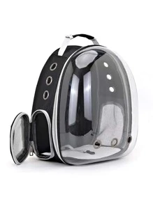 1pc Clear Pet Carrier Bag For Cat For Outdoor - Black - View 6