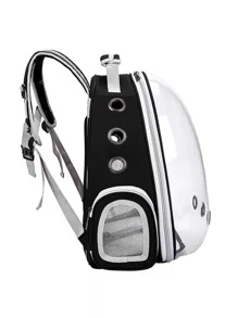 1pc Clear Pet Carrier Bag For Cat For Outdoor - Black - View 7