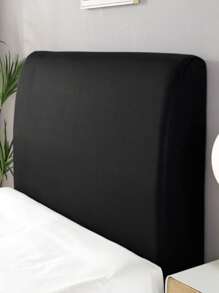 1pc Black Quilted Detail Furniture Dust Cover, Simple Polyester Plain Color Bed Head Cover For Room - Black - View 1