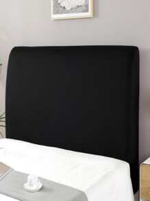 1pc Black Quilted Detail Furniture Dust Cover, Simple Polyester Plain Color Bed Head Cover For Room - Black - View 3