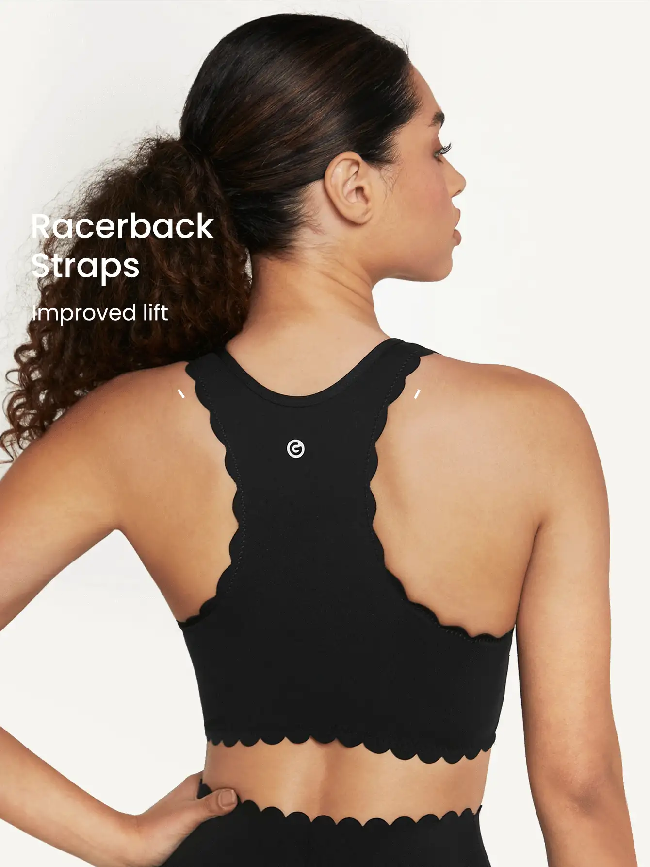 GLOWMODE Scalloped High Neck Sports Bra - Black - View 3