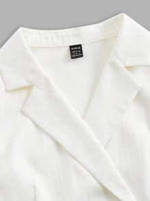 BizChic Lapel Neck Wrap Button Side Blouse & Wide Leg Pants Workwear - White - View 11