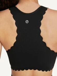 GLOWMODE Scalloped High Neck Sports Bra - Black - View 7