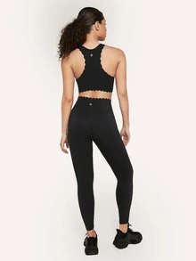 GLOWMODE Scalloped High Neck Sports Bra - Black - View 9