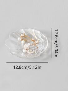 1pc Creative Shell Shaped Jewelry Tray, Transparent Jewelry Holder For Household - Clear - View 2