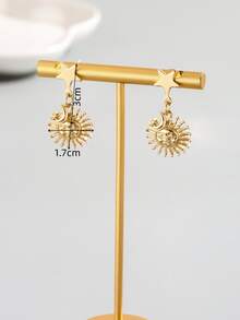 Star & Sun Drop Earrings - Yellow Gold - View 4