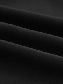 ROMWE Fairycore Solid Frill Trim Tie Front Dress - Black - View 4