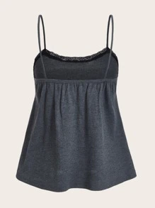 ROMWE Kawaii 蕾丝边荷叶边娃娃装吊带上衣 - 深灰色 - 查看 2