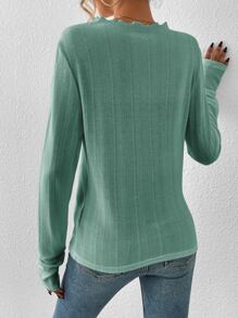 SHEIN Frenchy Top unicolor ribete en forma de lechuga de cuello redondo - verde menta - Ver 2