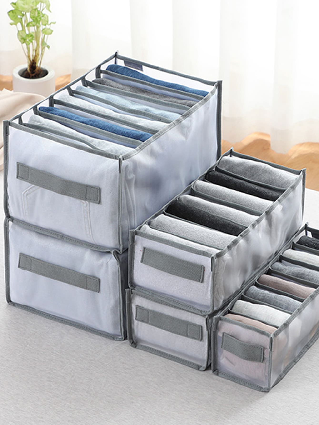 1 Màu Xám Quần Áo Hộp Bảo Quản, Hiện Đại Polyamide Hộp Đựng Tổ Chức Phòng Ngủ, Tủ Quần Áo, Quần Áo Cho Gia Đình - Xám - Xem 1