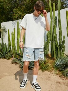 Manfinity Hypemode Men Solid Raglan Sleeve Tee - White - View 7