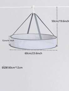 1pc White Foldable Hanging Organizer, Polyester Clothes Drying Net For Household - White - View 2