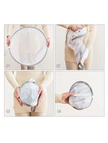 1pc White Foldable Hanging Organizer, Polyester Clothes Drying Net For Household - White - View 4