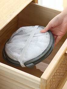 1pc White Foldable Hanging Organizer, Polyester Clothes Drying Net For Household - White - View 5