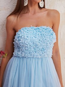 YISIKADO Split Thigh Mesh Tube Dress - Baby Blue - View 6