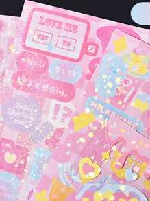 4入組混合圖案什錦貼紙簡單多用途DIY工藝品在家貼紙 - 黑色 - 查看 2