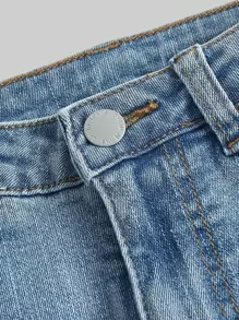 SHEIN Girlism Chicas adolescentes Jeans de pierna amplia desgarro - Lavado ligero - Ver 3