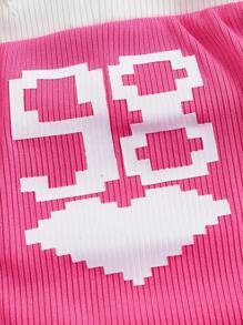 SHEIN ICON Letter & Heart Print Contrast Trim Tube Top