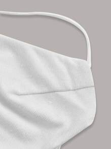 SHEIN ICON Tie Backless Crop Halter Top - White - View 5