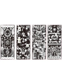 4入組混合圖案什錦貼紙簡單多用途DIY工藝品在家貼紙 - 黑色 - 查看 1