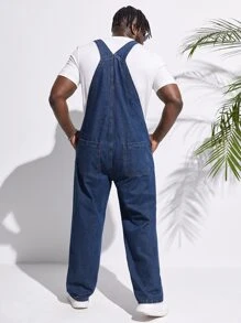 Manfinity RebelGame Men Cotton Slant Pocket Denim Dungarees Without Tee - Dark Wash - View 2