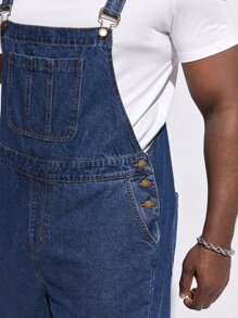 Manfinity RebelGame Men Cotton Slant Pocket Denim Dungarees Without Tee - Dark Wash - View 5