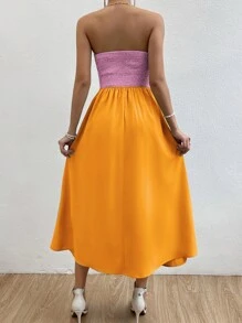 Allurite Two Tone Twist Front Tube Dress