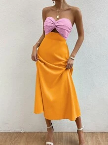 Allurite Two Tone Twist Front Tube Dress