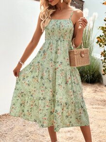 Breezaya Đầm Maxi In Hoa Ruffle Hem Cami Trang Phục Đi Biển Cho Nữ - Nhiều màu - Xem 3