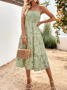Breezaya Đầm Maxi In Hoa Ruffle Hem Cami Trang Phục Đi Biển Cho Nữ - Nhiều màu - Xem 4