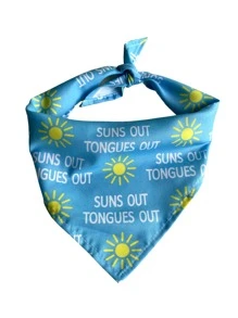 1入組太陽和字母圖案寵物方巾適用於貓和狗狗適用於裝飾用品 - 藍色 - 查看 2