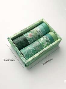 12 cuộn Băng keo hoa văn hỗn hợp, Băng keo tự làm thủ công đa năng đơn giản tại nhà - màu xanh lá - Xem 3