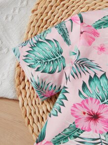 SHEIN Baby Tropical Print Tee & Shorts - Multicolor - View 4